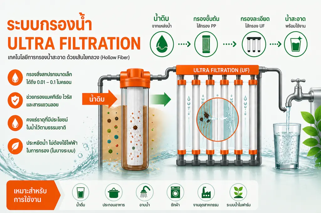 การทำงานของระบบกรองน้ำ ultra filtration