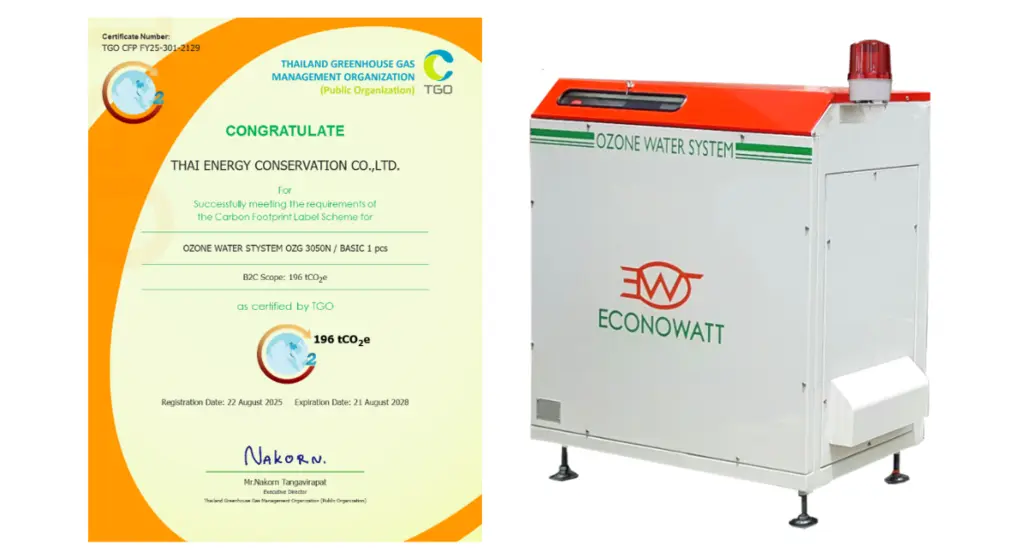 ฉลาก tgo carbon footprint สำหรับ ozone water system